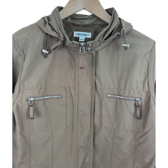 Cherokee Womens Size Large Lined Iridescent Brown/Green Full Zip Hooded Jacket - Picture 3 of 11